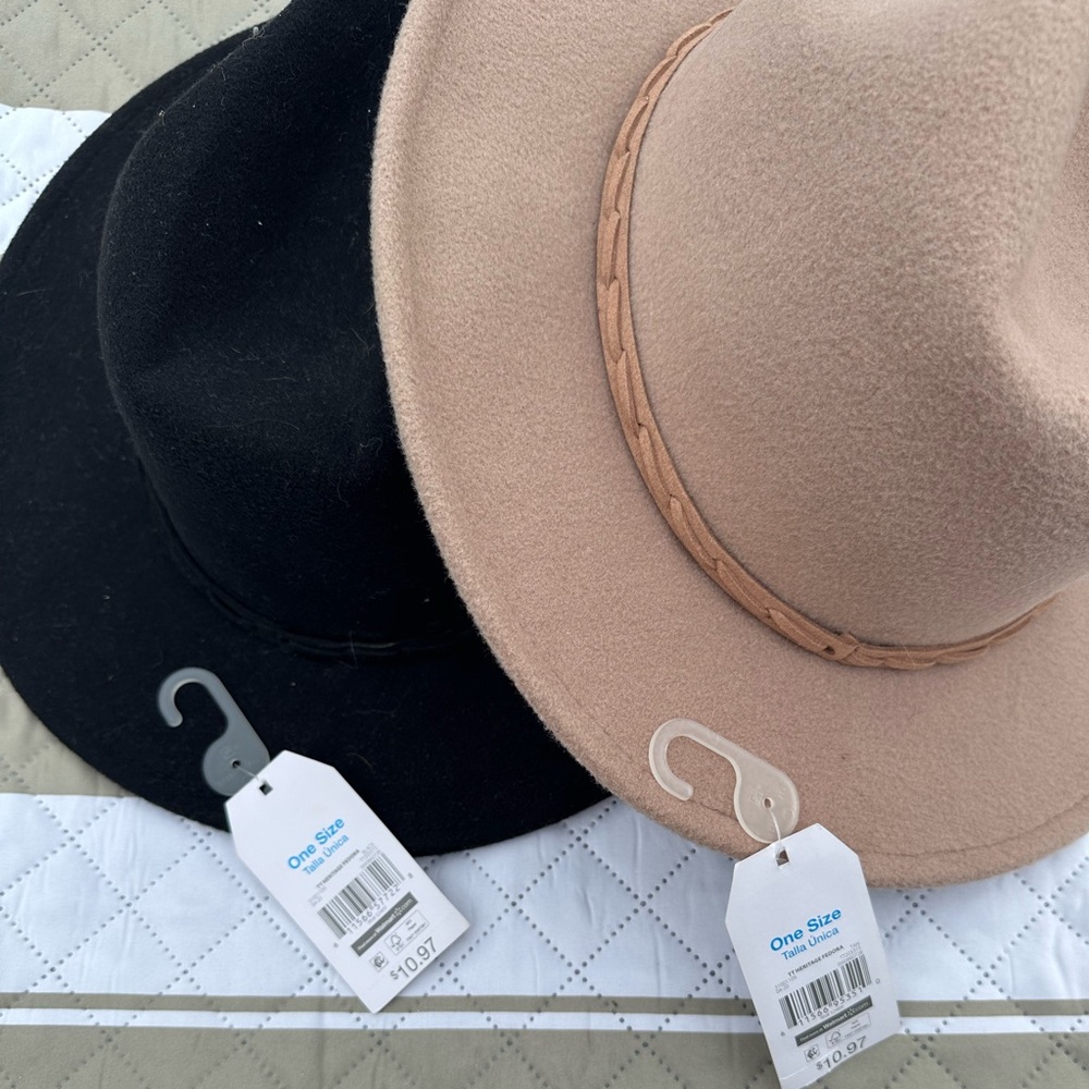 Tan and Black Fedora Hat Bundle